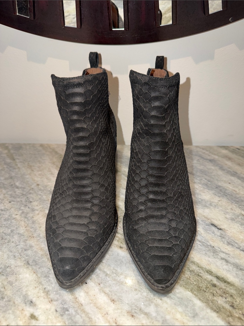 Jeffrey Campbell Black Textured Pointed Toe Chelsea Booties